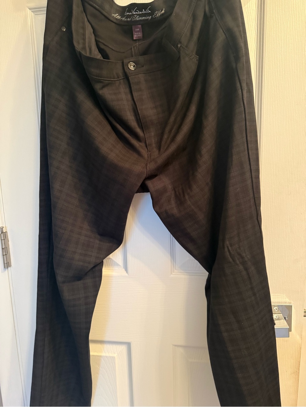 Gloria Vanderbilt Black Navy Green Plaid Dress Pants